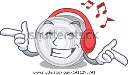 Listening music smoke detector in the cartoon shape