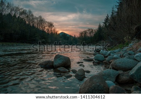 the river in beautifil evening sunset
