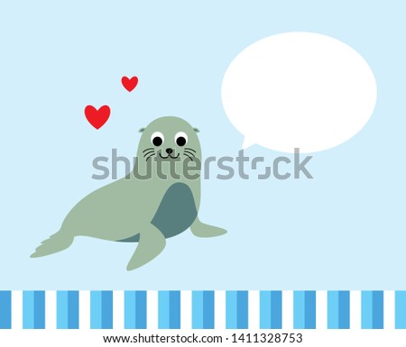 cute sea lion seal valentine greeting card