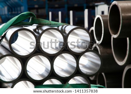 steel pipes in the factory 