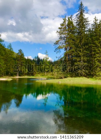 Lake with Forest, Reflection and Clouds