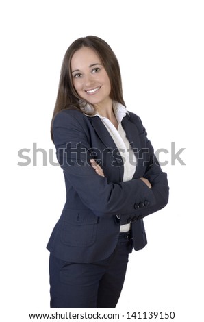 Pretty business woman smiling, Studio Shot