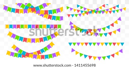 Festive garlands. Birthday party invitation banners. Vector illustration 