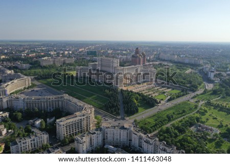 Bucharest palace and cityshots drone