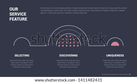 Flat business presentation brochure vector slide template with awesome layout vector color diagrams