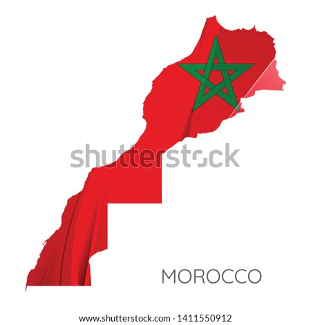 Map Of Morocco With Flag As Texture Isolated On white Background. Vector Illustration
