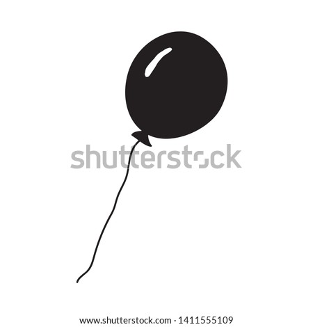 Cute cartoon hand drawn balloon icon. Sweet vector black and white balloon icon. Isolated monochrome doodle balloon icon on white background.