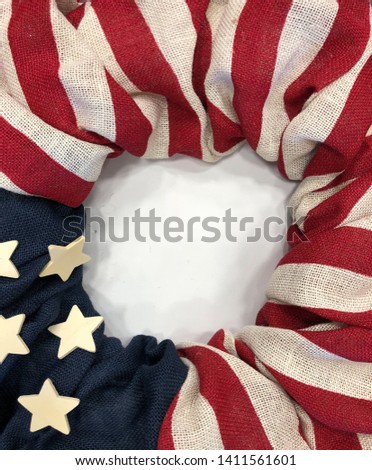 American flag wreath on white background 