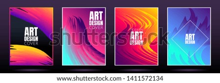Modern colorful flow. A4 covers set. Wavy liquid shape. Art design. Minimalist gradient. Futuristic pages collection. 3d concept