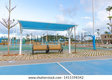 Awnings and rest areas of outdoor sports arenas