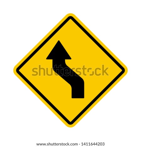 Road traffic sign. Yellow traffic Vector illustration.White background. - Vector