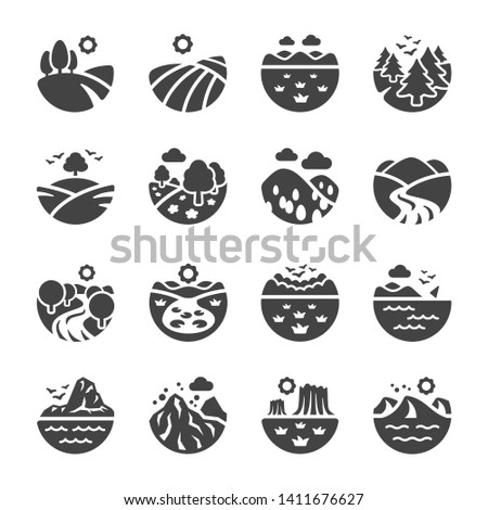 landscape and nature icon set,vector and illustration