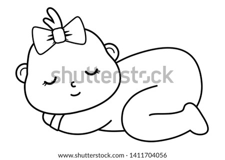 baby sleeping icon in black and white