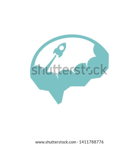 brain rocket logo design vector, smart, progress
