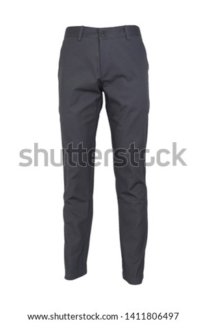 fashion, style concept -Chino pants isolated on white background, dark gray color Royalty-Free Stock Photo #1411806497