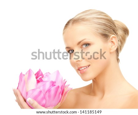 picture of lovely woman with lotos flower.