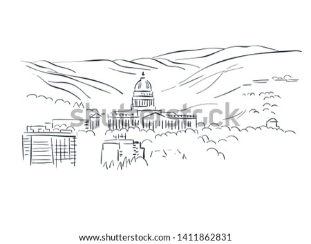Salt Lake City Utah usa America vector sketch city illustration line art 