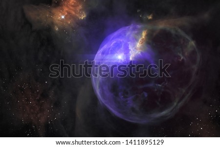 Supernova explosion. Deep space landscape, nebulae, star clusters. Science fiction. Elements of this image furnished by NASA