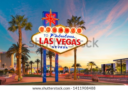 Las Vegas, Nevada, USA at the Welcome to Las Vegas Sign in the morning. Royalty-Free Stock Photo #1411908488