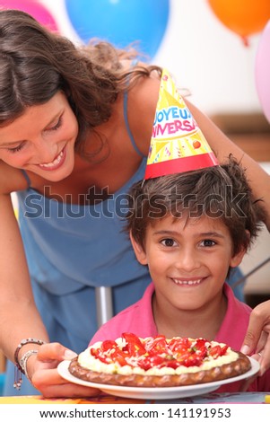 Young boy celebrating his birthday