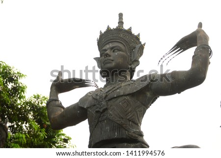 "Manohra" statue. Manohra is dancing. Manohra is a famous folk dance performance in southern Thailand
