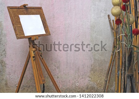 Easel painting The cement walls of the old background.