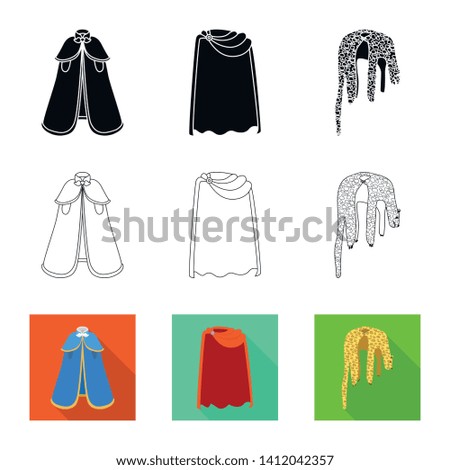 Vector illustration of material and clothing logo. Collection of material and garment stock symbol for web.