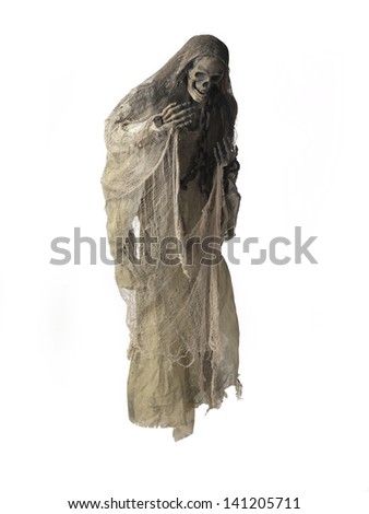 Image of a human skeleton over white background. Royalty-Free Stock Photo #141205711