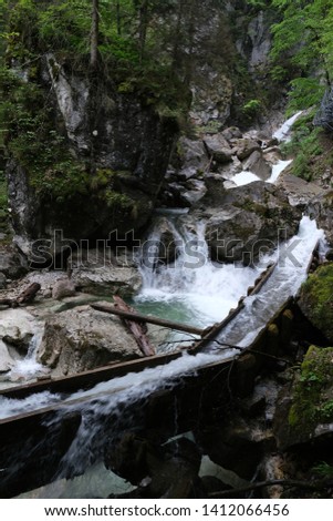 A beautiful river flow in the alps of the river pöllat
