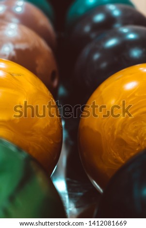 bowling balls of different colors