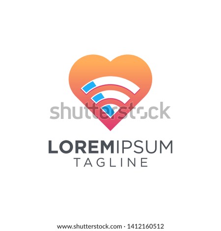 Wifi icon with love logo design vector illustration