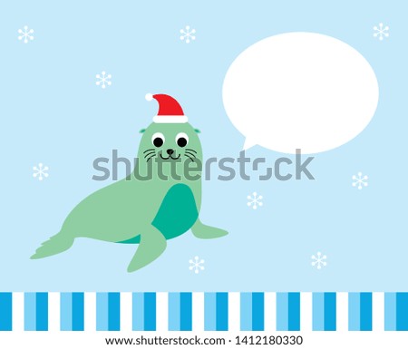 cute sea lion seal merry christmas greeting vector