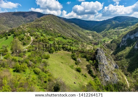 Mountain in Serbia ( serbian: Sokolska planina ) near the town of Krupanj. Beautiful nature in Serbia. Photographed from the air.