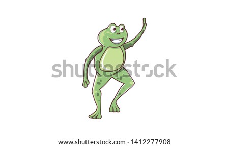 frog on its hind legs. green character, good toad, toad on hind legs. - vector, illustration.