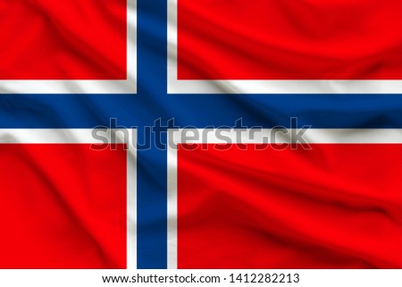 silk national flag of Norway with the folds Royalty-Free Stock Photo #1412282213