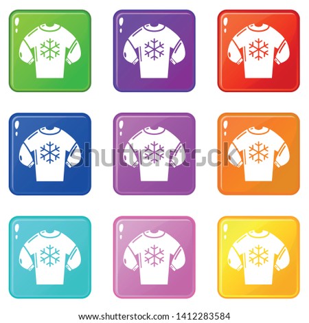 Sweater icons set 9 color collection isolated on white for any design