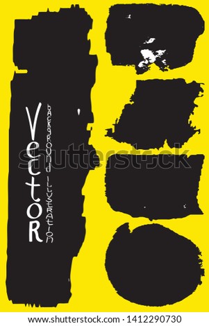 Grunge stains with a dry brush. Abstract yellow-black background