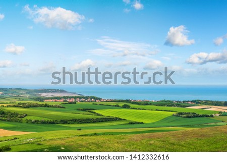 beautiful landscape of the coast between Calais and Boulogne-sur-Mer Royalty-Free Stock Photo #1412332616