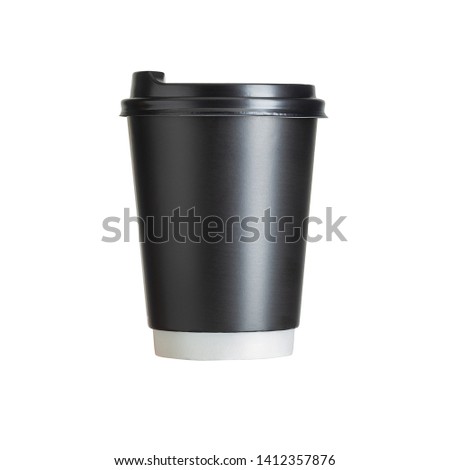 Mockup of coffee paper drinking cup with disposable top cap on white background. Isolated with clipping path.