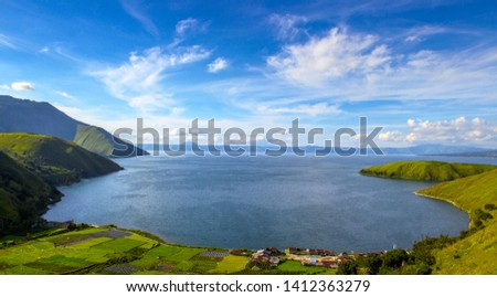 Picture of Lake Toba, North Sumatra, Indonesia taken from Samosir, Indonesia