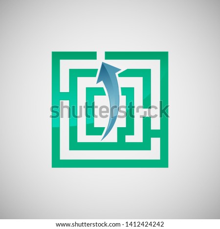 Labyrinth and arrow vector icon design, application and graphic design