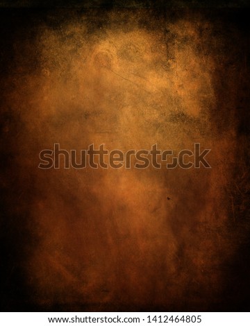 Dark grunge old paper texture, scary obsolete background with frame and space for your text or picture
