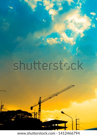 silhouette of construction back light