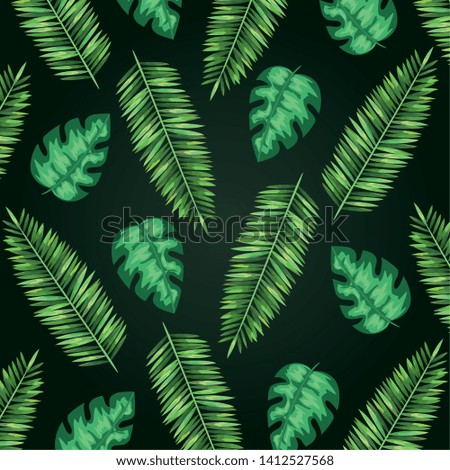 exotic branches leaves plants style
