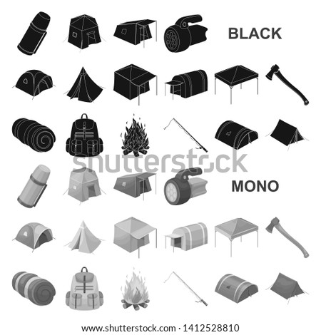 Different kinds of tents black icons in set collection for design. Temporary shelter and housing bitmap symbol stock web illustration.