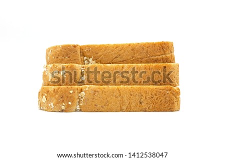 Whole wheat bread on the white background