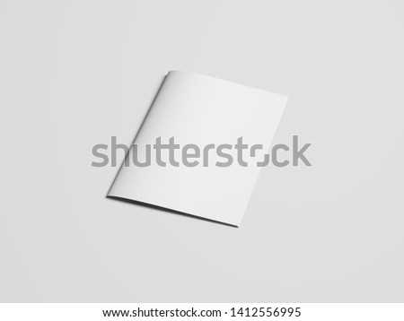 Flyer mockup, folded realistic blank sheet of paper, stationery Royalty-Free Stock Photo #1412556995