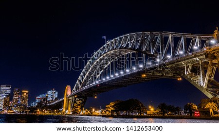 
View of the bridge and skyline in Sydney