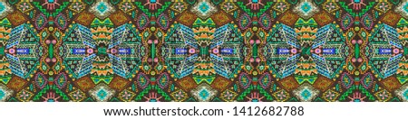 Aztec pattern. Seamless african print. Bohemian motif. Modern mexican style. Fashion textile texture. Vintage boho print. Black, cyan, pink, green, gold aztec pattern.