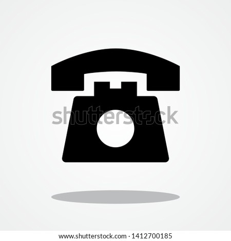 Old Phone Icon with Gray Shadow